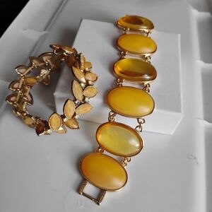 2 Vintage Style Gold Tone Bracelets